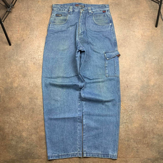 FUBU 00s baggy blue carpenter cargo denim jeans