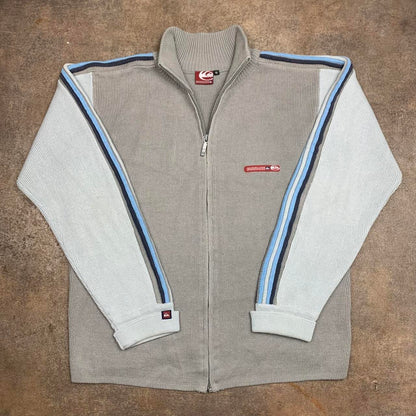 Quiksilver 90s knit beige cream zip fleece jumper