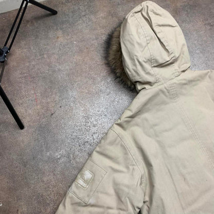 Quiksilver 90s cream beige fur hood parka