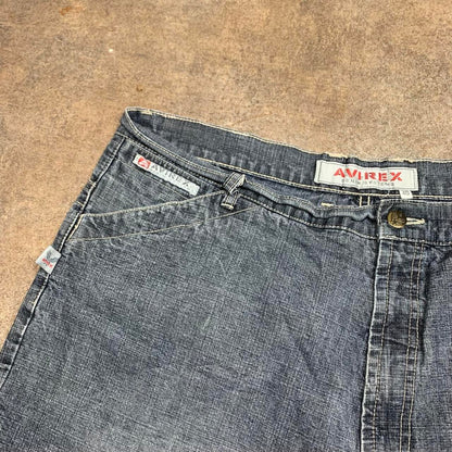 Avirex 90s baggy grey black faded denim jorts