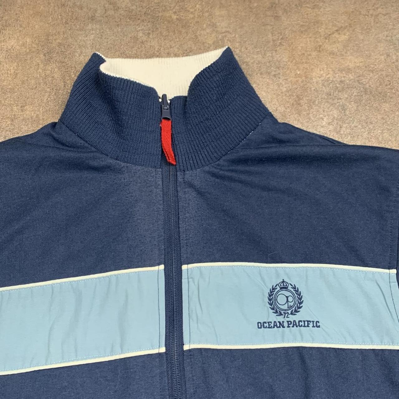 Ocean Pacific 00s navy white reversible graphic zip jumper