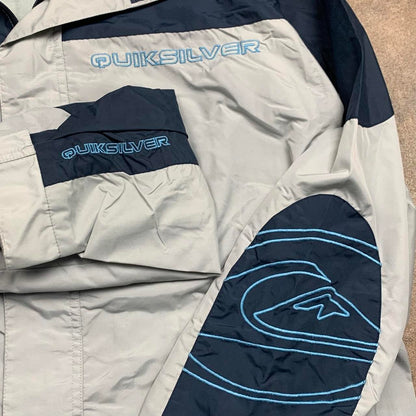 Quiksilver 90s light grey navy rain coat