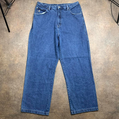 Rocawear 90s baggy navy graphic denim jeans