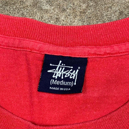 Stüssy 00s red boxy graphic tee