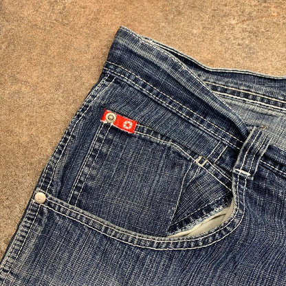 Southpole 00s red tab navy blue denim jorts