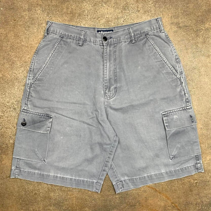 Stüssy 00s grey baggy cargo denim shorts
