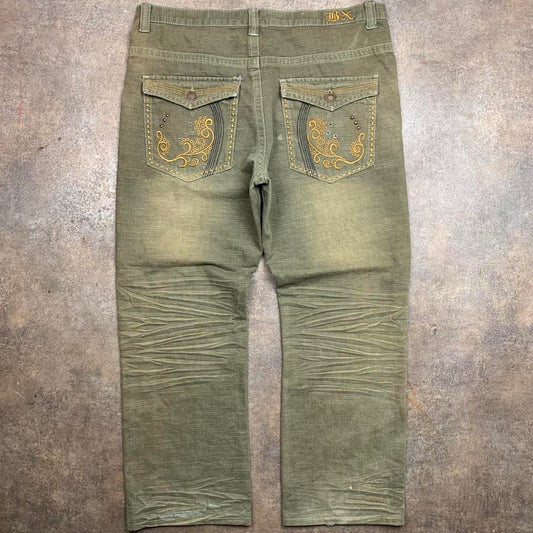 Brooklyn Xpress 90s khaki graphic baggy denim jeans