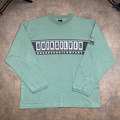 Quiksilver 90s green graphic boxy sweatshirt