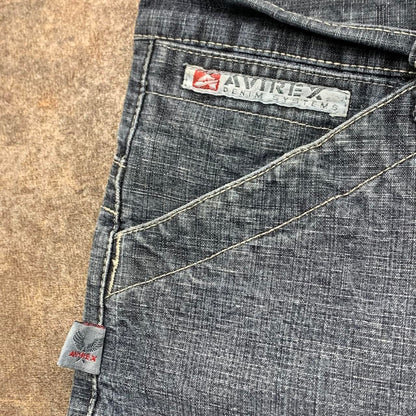 Avirex 90s baggy grey black faded denim jorts
