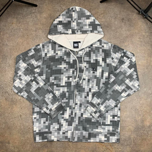 DC Shoes 00s white grey boxy graphic zip hoodie