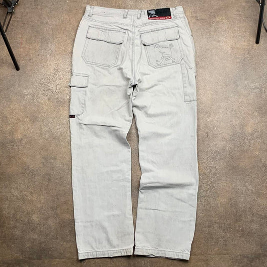 Oakley Software 00s baggy white grey carpenter jeans