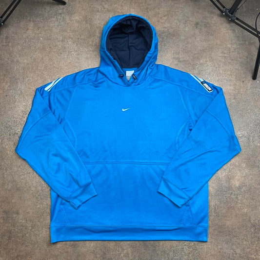 Nike 00s athletic blue graphic boxy hoodie