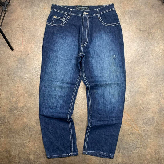 Southpole 00s navy embroidered denim jeans