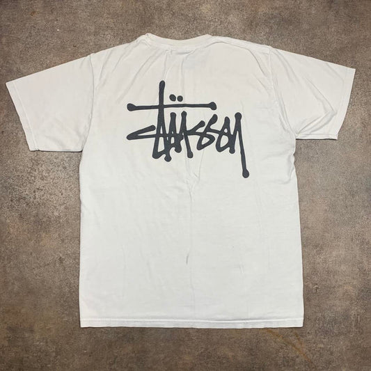 Stüssy white black graphic tee