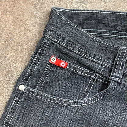 Southpole 00s red tab baggy black grey faded denim jeans