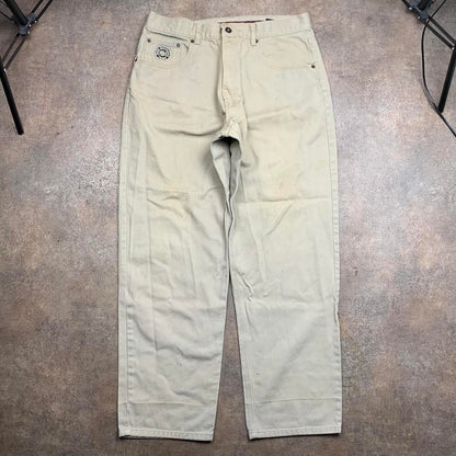 Pelle Pelle Marc Buchanan 90s graphic baggy cream denim jeans