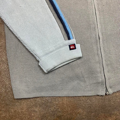 Quiksilver 90s knit beige cream zip fleece jumper