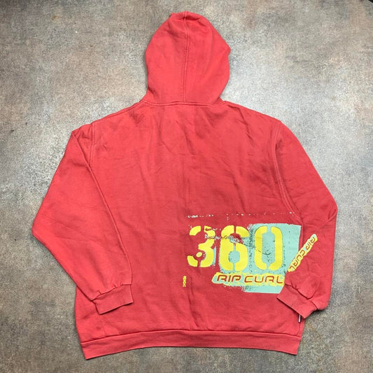 Rip Curl 00s red graphic boxy zip hoodie