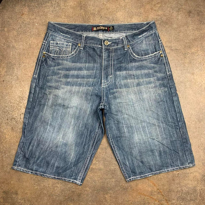 Avirex 00s baggy navy blue denim jorts