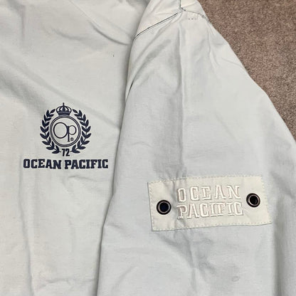Ocean Pacific 00s navy white reversible graphic zip jumper