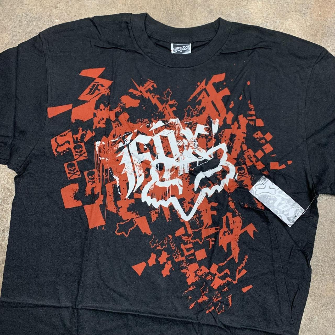 Fox Racing 00s black grunge graphic tee