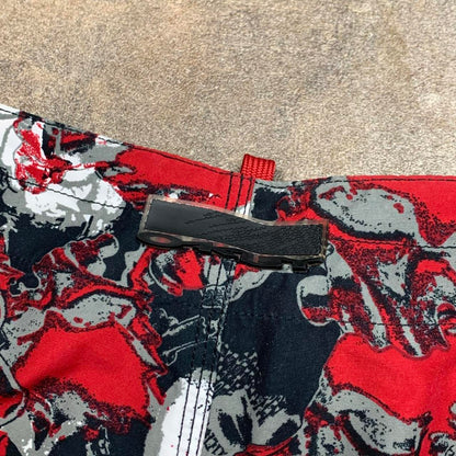 Oakley 00s black grey red graphic baggy boardshorts