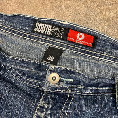 Southpole 00s red tab navy blue denim jorts