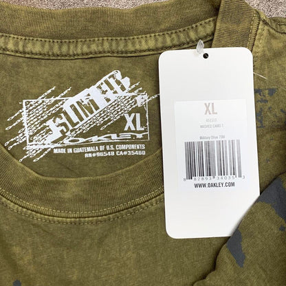 Oakley 00s khaki grey camo graphic tee