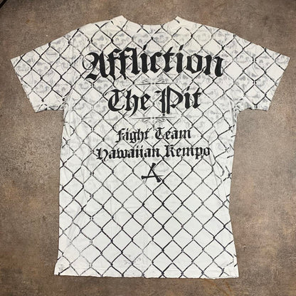 Affliction 00s white black grunge graphic tee