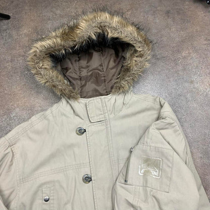 Quiksilver 90s fur hood jacket (L)