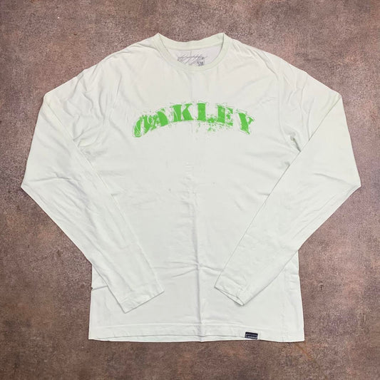 Oakley 00s mint-white graphic long sleeve tee