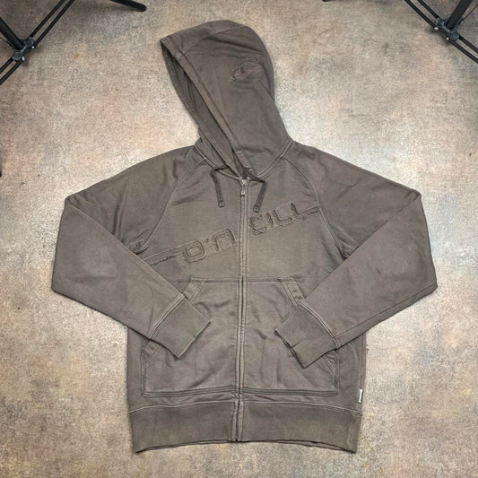 O'Neill 00s brown graphic boxy zip hoodie