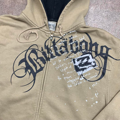 Billabong 00s graphic cream baggy zip hoodie