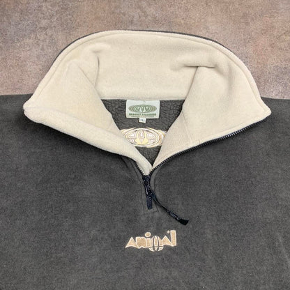 Animal 90s brown-grey boxy logo fleece sweater