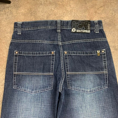 Southpole 00s navy baggy faded denim jeans