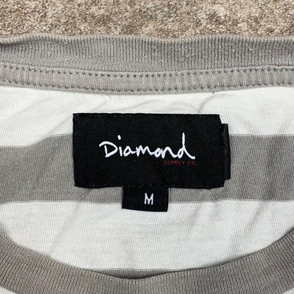 Diamond Supply Co. white grey striped long sleeve tee