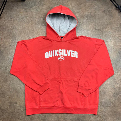 Quiksilver 90s red boxy graphic hoodie