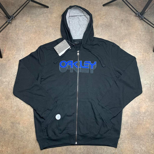 Oakley 00s black blue boxy zip hoodie