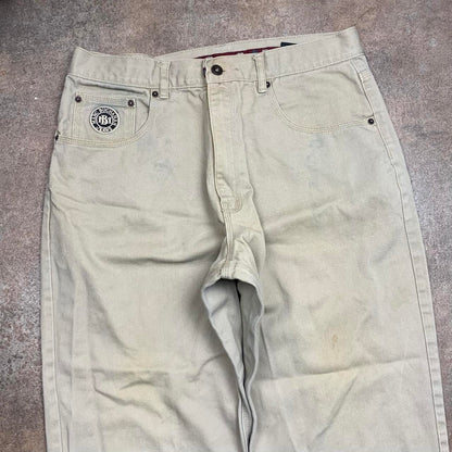 Pelle Pelle Marc Buchanan 90s graphic baggy cream denim jeans