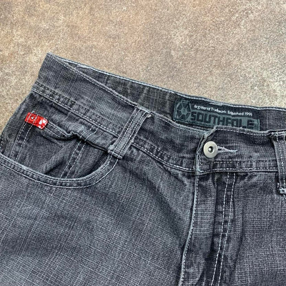 Southpole 00s red tab black grey baggy denim jeans