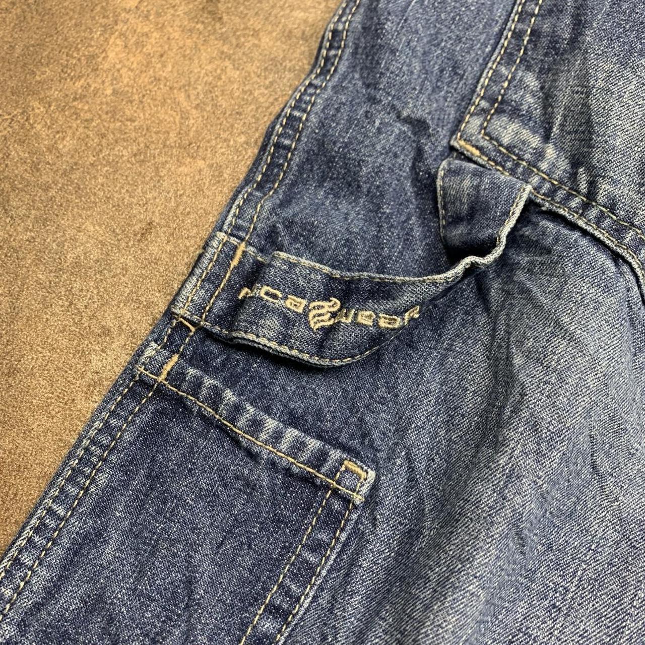 Rocawear 00s baggy navy blue carpenter graphic denim jorts