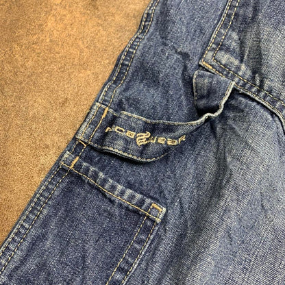 Rocawear 00s baggy navy blue carpenter graphic denim jorts