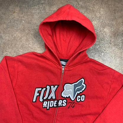 Fox Racing 00s red graphic baggy hoodie