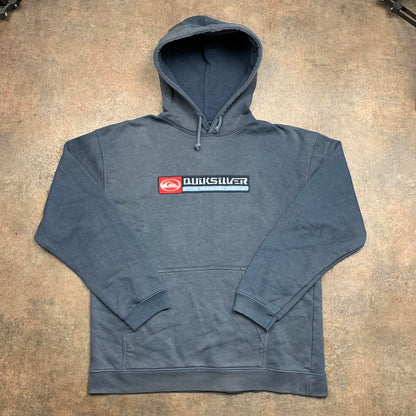 Quiksilver 90s graphic navy faded baggy hoodie