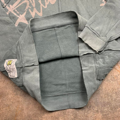 Billabong 00s grey balaclava hood faded graphic hoodie