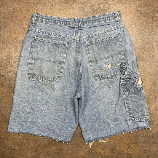 Rocawear 90s grey graphic baggy cargo denim jorts
