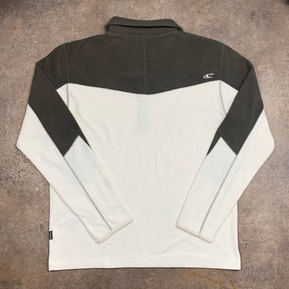 O'Neill 00s cream brown quarter zip fleece
