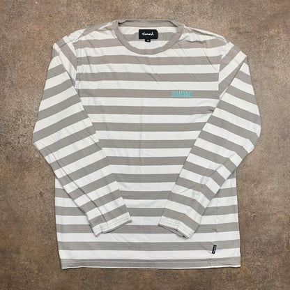 Diamond Supply Co. white grey striped long sleeve tee