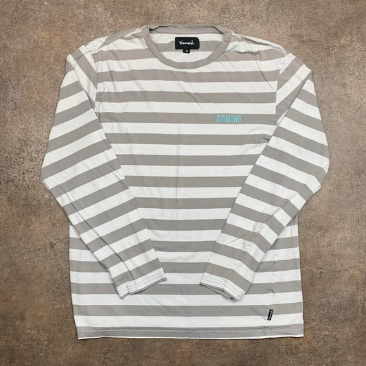 Diamond Supply Co. white grey striped long sleeve tee