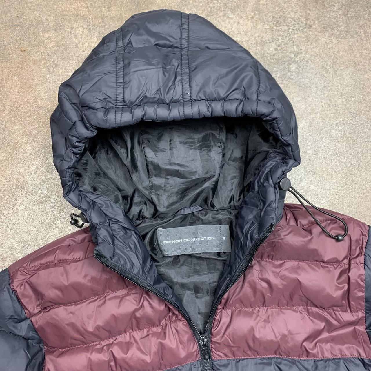 French Connection navy maroon puffer coat